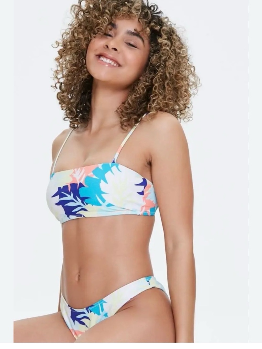 Floral Multi-Color Bandeau Bikini Set - Women Swim